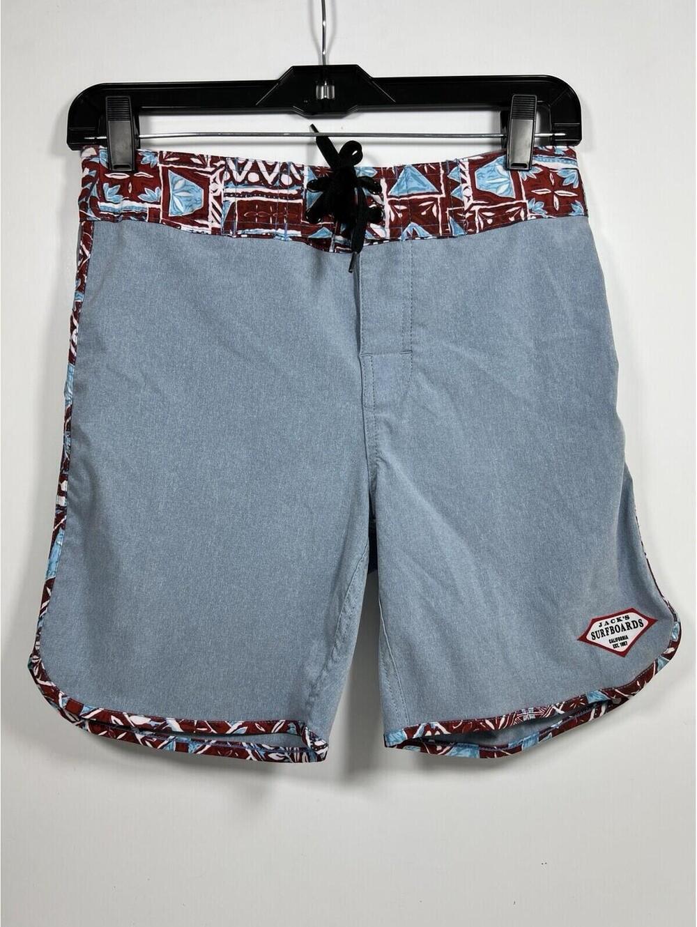 Jacks Surfboards Board Shorts Men’s 28 Blue Red Trim Swim Trunks